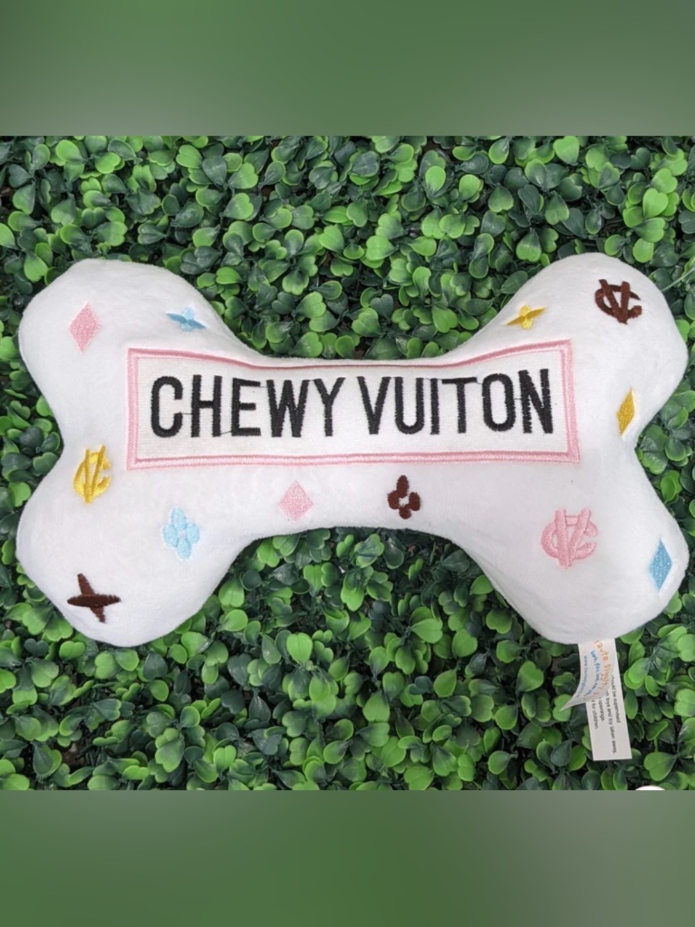 Chewy Vuiton Bone Plush Dog Toy For Small Dogs - NWT